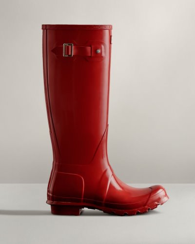 Hunter Original Hohe Gloss Rain Boot Hohe Regenstiefel Damen Rot Deutschland | EZ6EXGP